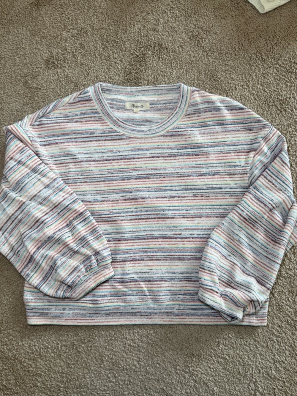 Madewell Multicolor Pastel Striped Crewneck Sweater